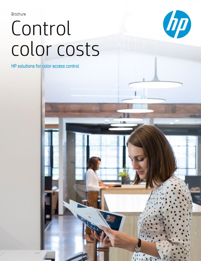 HP Control Color Costs Brochure Cover, HP, Hewlett Packard, Document Xcellence, Barre, ON, Ontario, Xerox, Agent, Dealer, Reseler