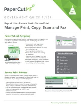 Government Flyer Cover, Papercut MF, Document Xcellence, Barre, ON, Ontario, Xerox, Agent, Dealer, Reseler