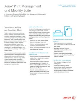 Mobility Suite Pdf Cover, mobile print, Xerox, Document Xcellence, Barre, ON, Ontario, Xerox, Agent, Dealer, Reseler